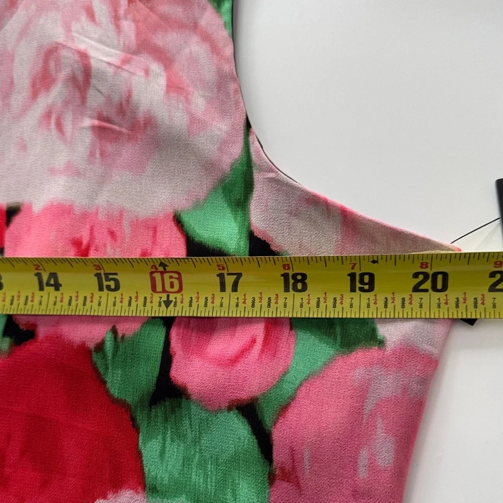 Karl Lagerfeld Sleeveless Floral Ruffle Tie-Neck Top - Pink, Red, Green, Black - Picture 7 of 7